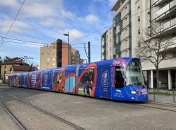 Tram customisé "Année Rugby dans la Métropole de Lyon"