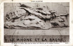 Lyon Illustré. - Le Rhône et la Saône (bas-relief du palais de la Bourse, par le sculpteur Vermare)