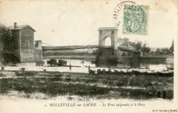 Belleville-sur-Saône (Rhône). - Le pont suspendu et le port