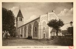 Cours (Rhône). - L'Eglise restaurée. - La façade et le clocher