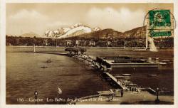 Genève. - Les Bains des Pâquis et le Mont Blanc