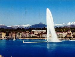 Genève. - Jet d'eau (90 m.) et le Mont Blanc