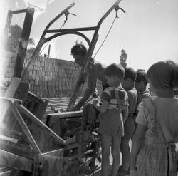 [Un groupe d'enfants observe un adulte travailler]