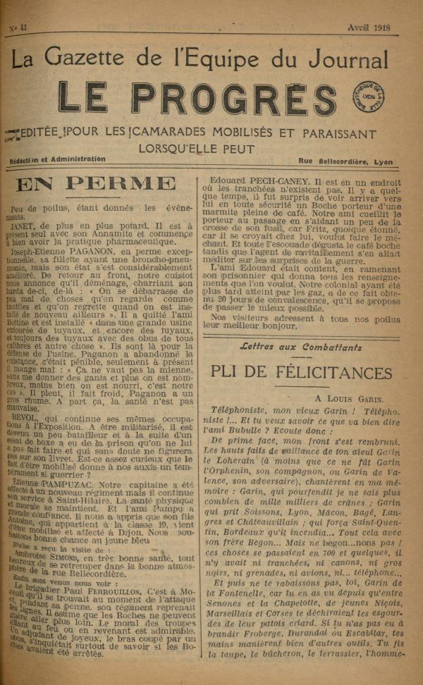 La Gazette de l'équipe du journal Le Progrès