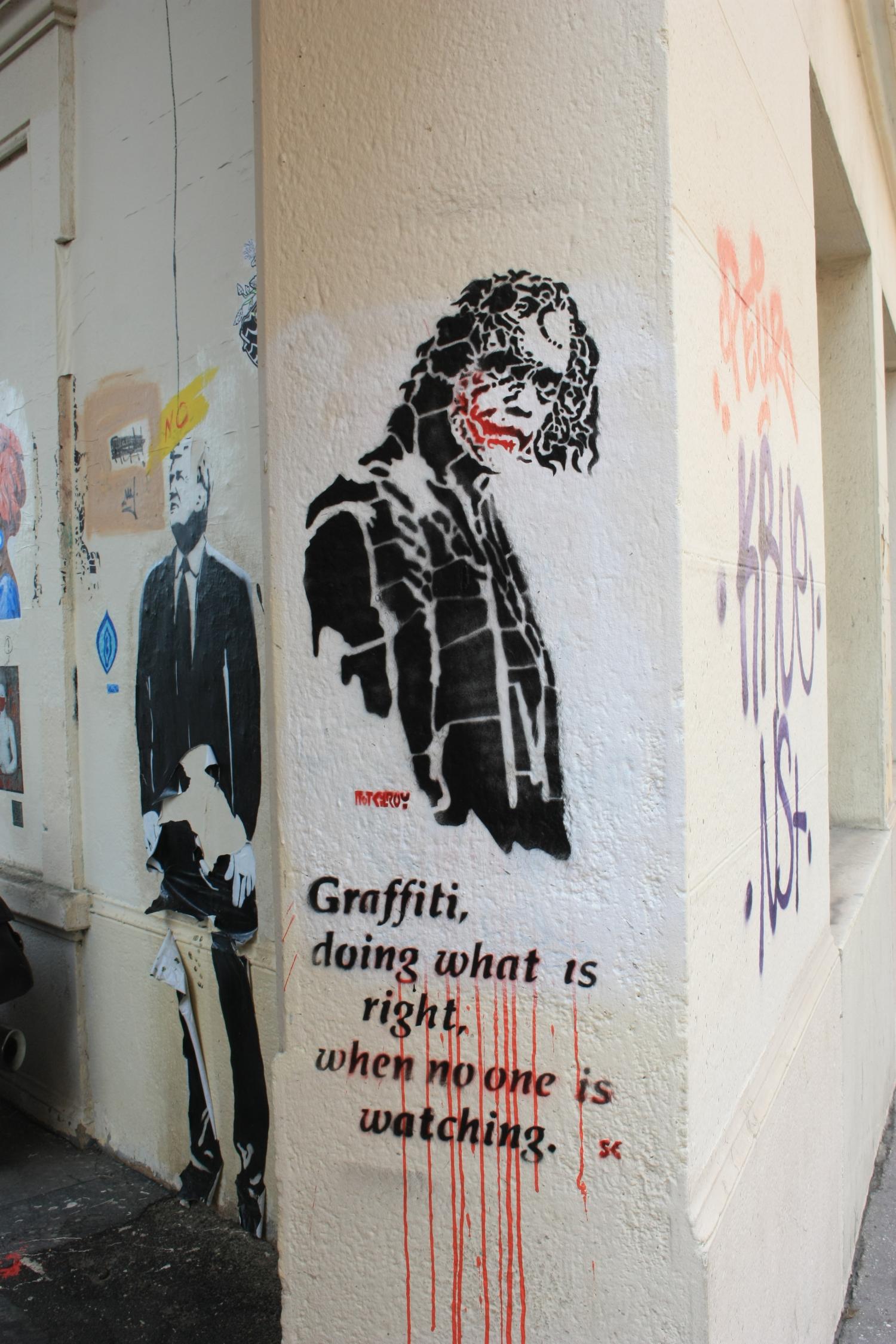 Tag, Le Joker et Donald Trump, rue Neyret, Lyon 1er