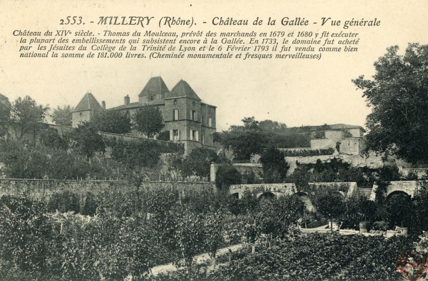 Millery (Rhône). - Château de la Gallée. - Vue générale