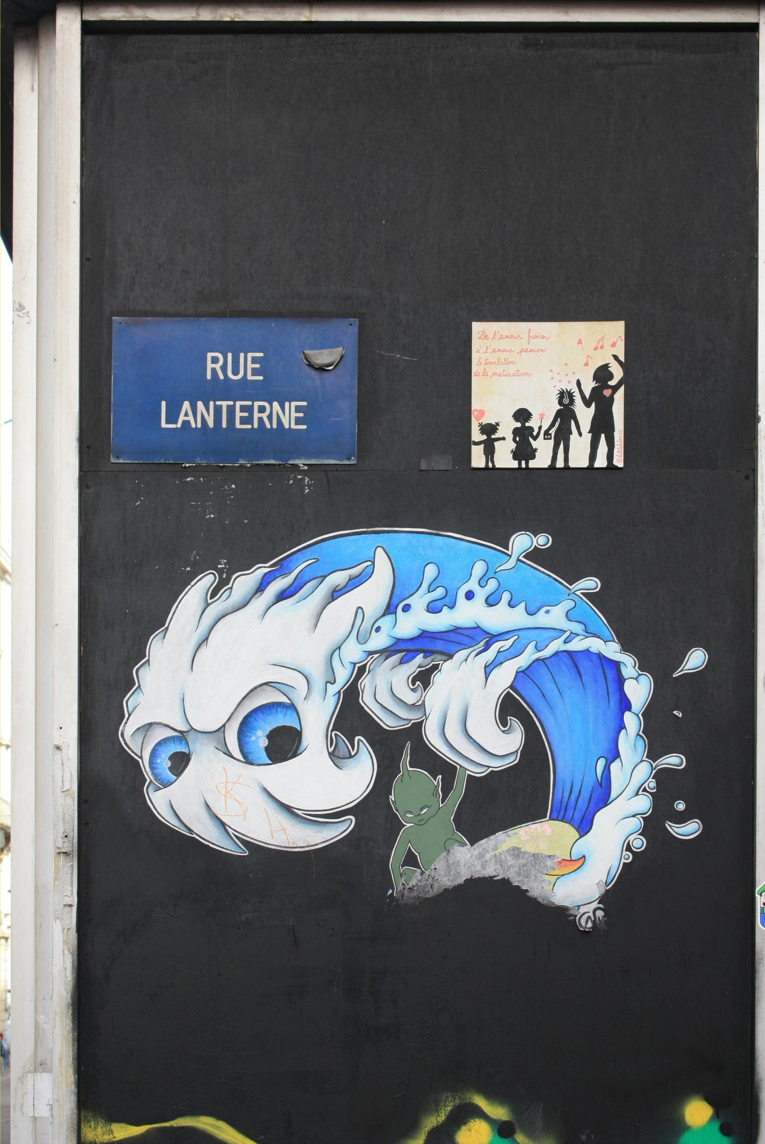 Fresque papier, rue Lanterne, Lyon 1er, Rhône