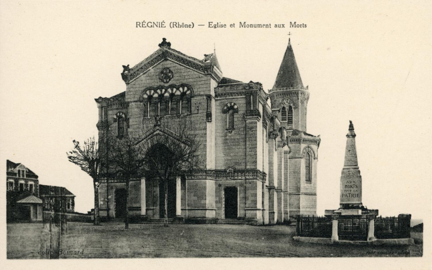 Régnié (Rhône). - Eglise et Monument aux Morts