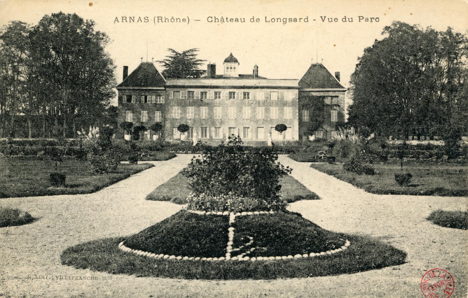 Arnas (Rhône). - Château de Longsard. - Vue du parc