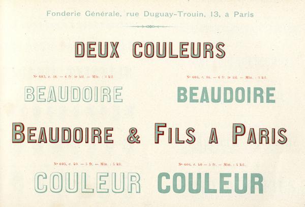  Lettres en deux couleurs. Exemple  n° 1